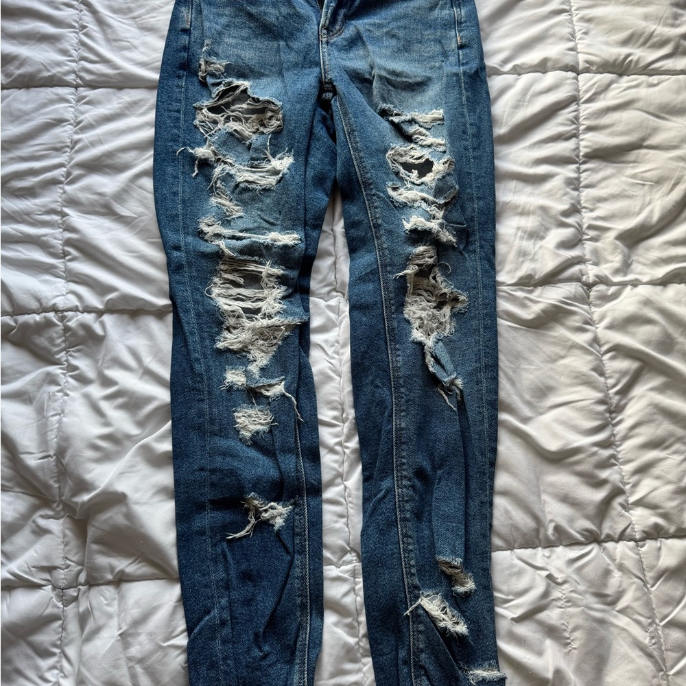 American Eagle Ripped Stretch Mom Jeans